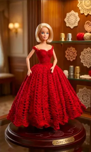 Vestido de crochê para boneca