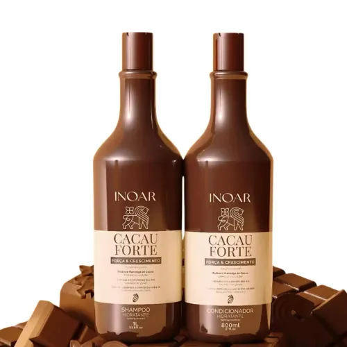 Inoar, Cacau Forte, Kit Shampoo 1L + Condicionador 800ml, Força e Nutrição Profunda