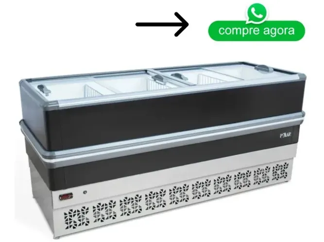 Ilha para Congelados Vidro Reto Preta 2M Polar
