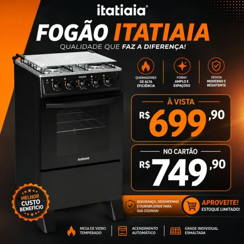 Promoção Fogão Itatiaia 4 Bocas, Acendimento Automático 