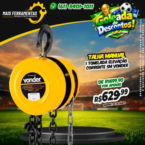 Talha manual 1 tonelada elevação 5m VONDER