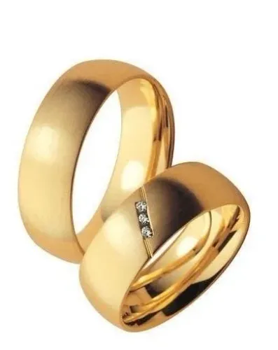 Alianças Ouro 18 Kilates Casamento Casal Maciça 6 mm 12 Gramas Maciça Anatômicas Pedras de