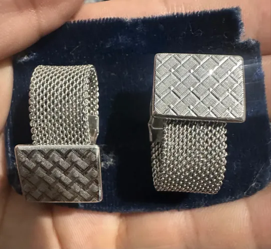 Raríssimo Par de Abotoaduras Vintage Anson (Estilo Mesh Wrap-Around) - Estado de Novo!