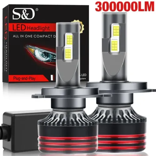 Par de Lâmpadas de Farol SUPERLED  H1 ou H7 S&D 30000LM 6.500K  12/24V - Produto novo 
