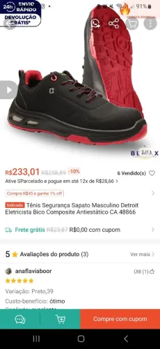 Tenis de segurança EPI