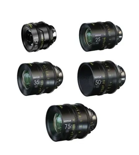 Kit lentes de cinema dzofilm vespid 5 lentes 12mm 25mm 35mm 50mm 75mm 