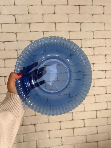 Antiga Tigela Colorex Azul Cobalto Canelada - 24 cm