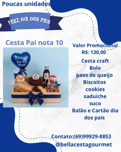 Cesta café da manhã para dia dos Pais