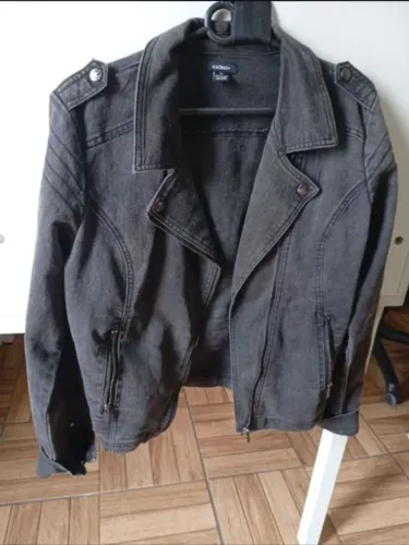 Jaqueta Jeans Preta Estonada Ecko Red+ Style Biker - Tam M