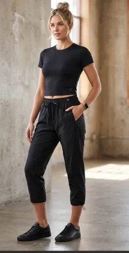 calça esportiva capri tactel preta p
