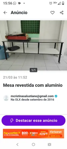 Mesa de ferro revestida com aluminio