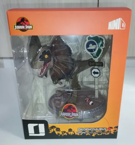 Estátua Dilophosaurus - Iron Studios - Autografado pelo criador MiniCo