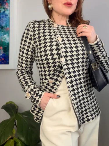 Casaco de Tricot M Pied Poule Bianca Malhas (c/ avaria)