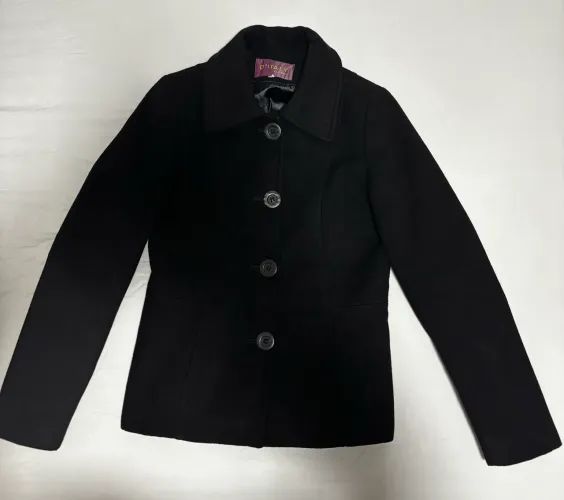 Vendo casaco preto de lã batida 38