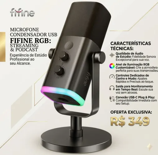 Microfone Live Fifine Am8 Premium (Original e Lacrado)