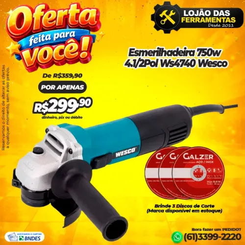 Esmerilhadeira 750w 4.1/2Pol Ws4740 Wesco