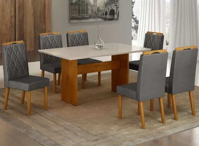 Mesa 100% MDF  com 6 cadeiras Ísis!! TT9871M