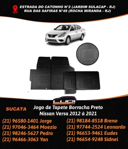 Jogo de Tapete Borracha Preto Nissan Versa 2012 à 2021
