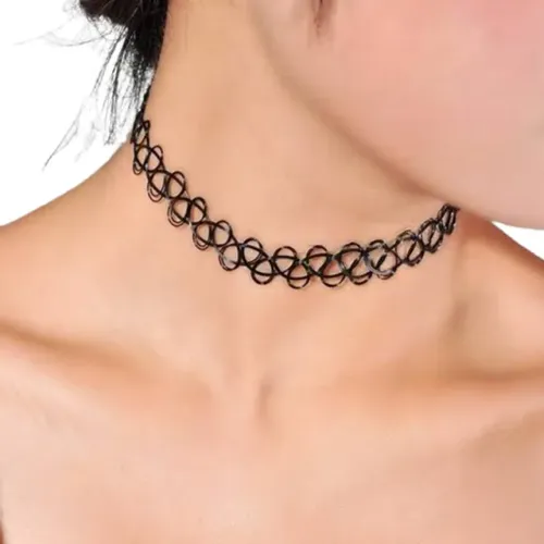 Gargantilha Coleira Choker Tipo Tattoo De Nylon Kit 12