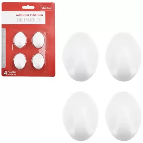 Ganchos Multiuso Parede Adesivo 4pçs Plast 5418 Wellmix