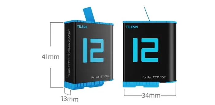 Bateria telesin para GoPro Hero 9, 10, 11 e 12