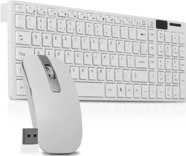 Kit Teclado E Mouse Sem Fio Wireless Para Computador Pc Português