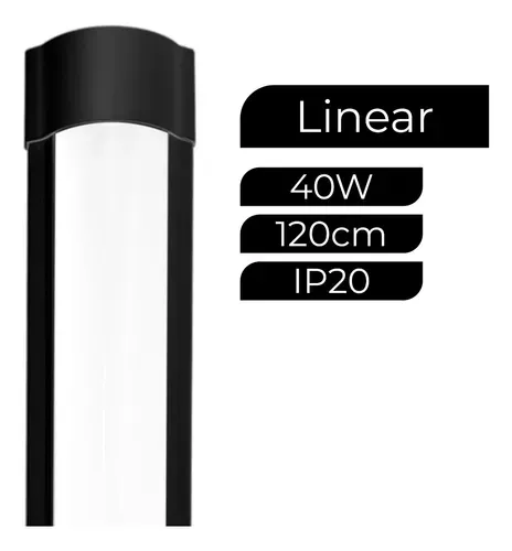 Luminária Tubular Sobrepor Led Linear Capa Preto 120cm 40w Branco Frio ou Branco Quente