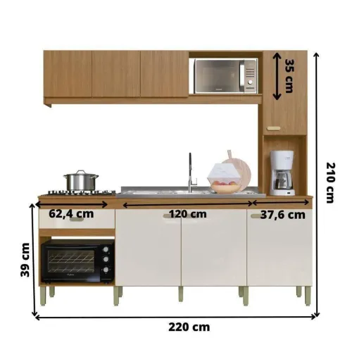 Armário de Cozinha Completo 220cm novo 