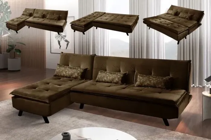 Sofá Cama Milano Marrom Até 12x - Frete Grátis