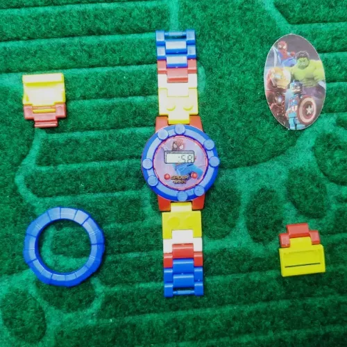 Relogio Digital Infantil Regulavel P/ Montar Brick Watch Homem Aranha
