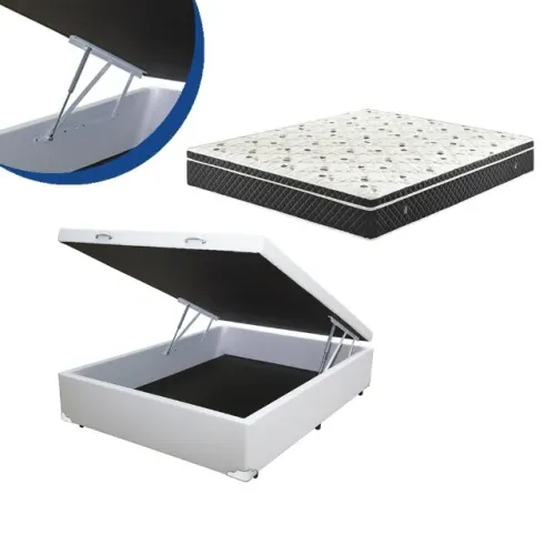 Combo: Box Baú + Colchão Molas 24cm - Pronta Entrega 