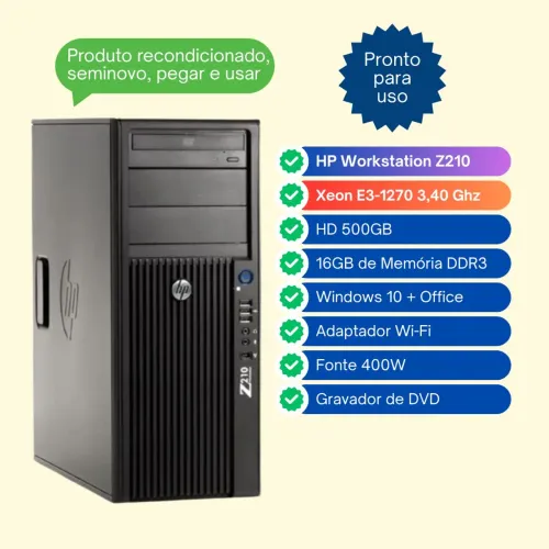 HP Workstation Z210 - Xeon E3, 16GB RAM, SSD