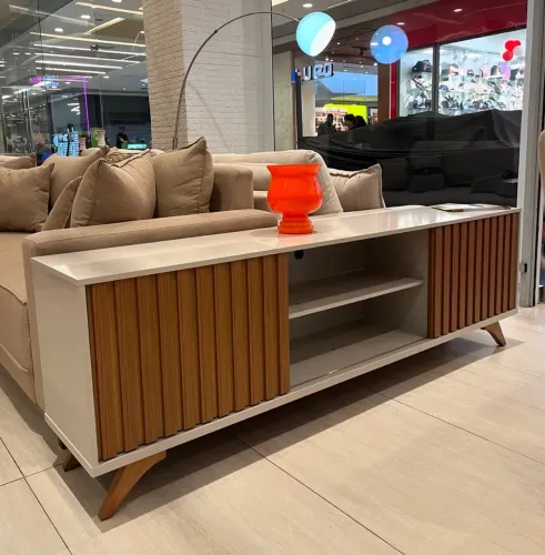 Rack Bancada Manaus Ripado para Tv até 65" Larg. 2.00m- Entrega Rápida