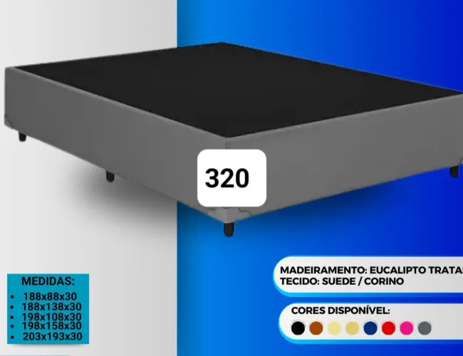 Base Box para Cama em Suede/Corino - Várias Medidas