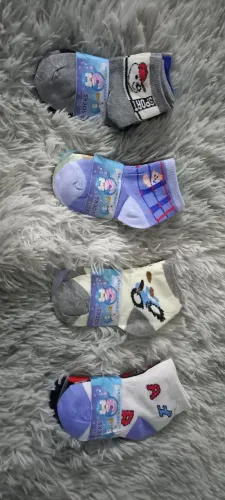 Kit com 3 pares, meias infantis 4 a 6 anos