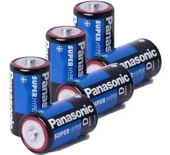 06 Pilhas D Grande Comum Zinco Carvão Panasonic 3 Cartelas