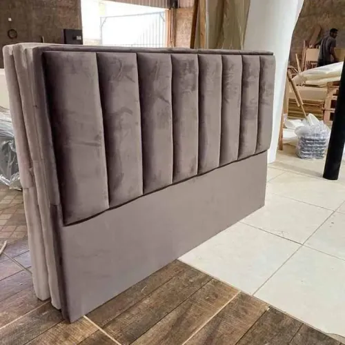 Cabeceira de Cama Casal em Suede Bege