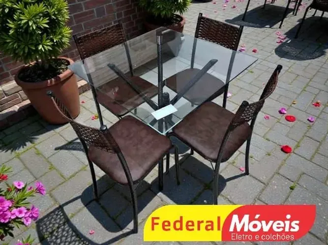 Mesa de jantar 75x75cm 4cadeiras