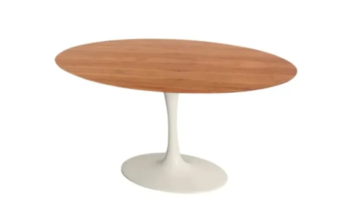 Mesa Jantar Saarinen Tulipa - Oval Off White com tampo de madeira natural 1.60 X 0.90
