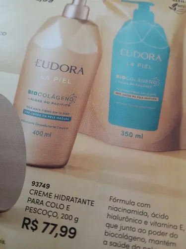 Pote de Creme hidratante eudora algas do Pacífico biocolageno