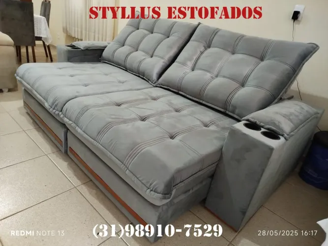Sofá retrátil com Porta Copos - Conforto e Design