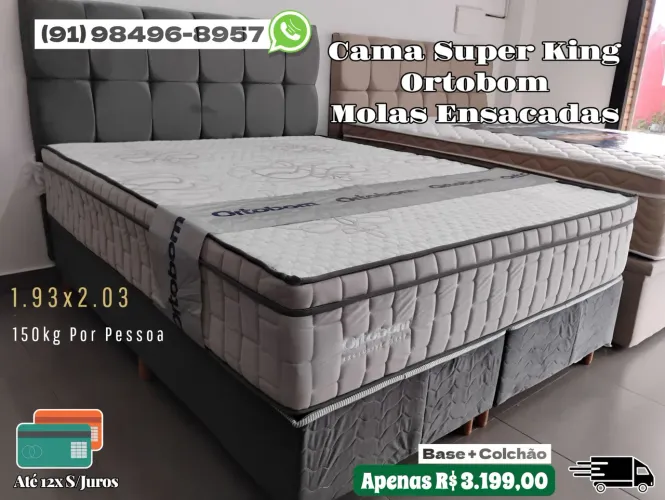 CAMA SUPER KING ORTOBOM 3 ANOS DE GARANTIA 