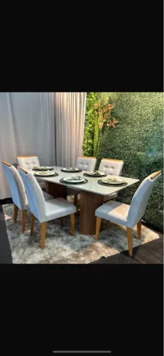 Mesa de Jantar em Madeira - 6 Cadeiras1,60x90
