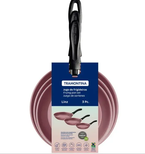 Jogo de Frigideiras Tramontina Linz 3 peças Rosa 