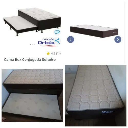 Cama de solteiro com cama auxiliar e colchão.