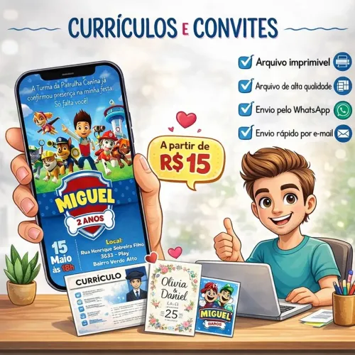 Convites Personalizados e Currículos!