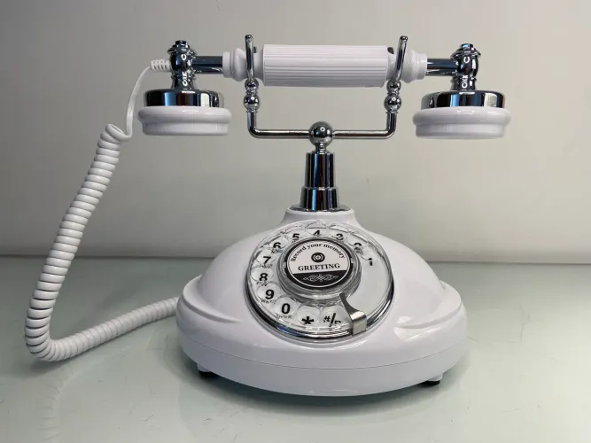 Telefone que grava mensagem (Áudio Guestbook)