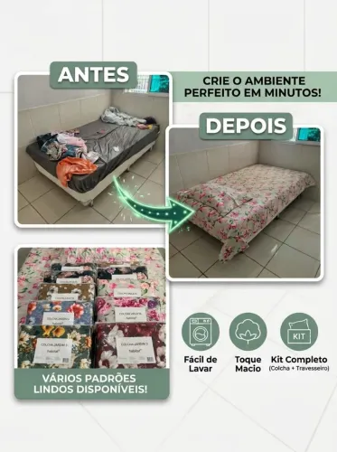 COLCHA HABITAT SOLTEIRO + PORTA-TRAVESSEIRO | R$99,00