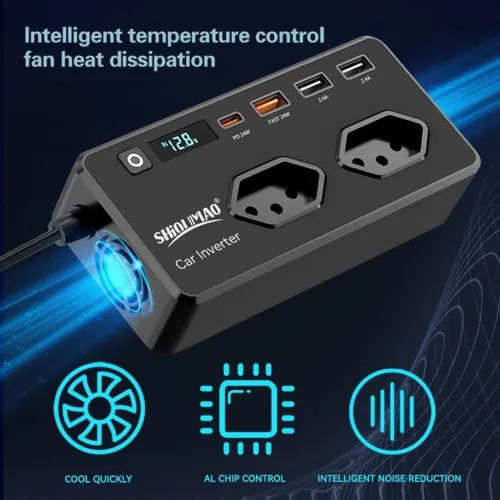 Inversor automotivo 350w 12v 127v tomada energia pra carro