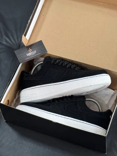 Nike air force - Preto/Branco NOBUCK cadarços corda macarrão 